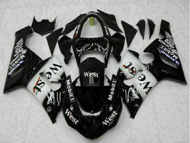 Schwarz Kawasaki ZX6R 2005-2006 Motorrad Verkleidungen Komplett Sets
