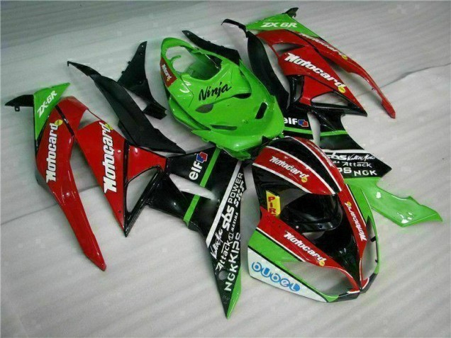 Schwarz Rot Grün Motocard Kawasaki ZX6R 2009-2012 Motorrad Verkleidungen Schwarz Rot Grün Motocard Kawasaki ZX6R 2009-2012 Motorrad Verkleidungen