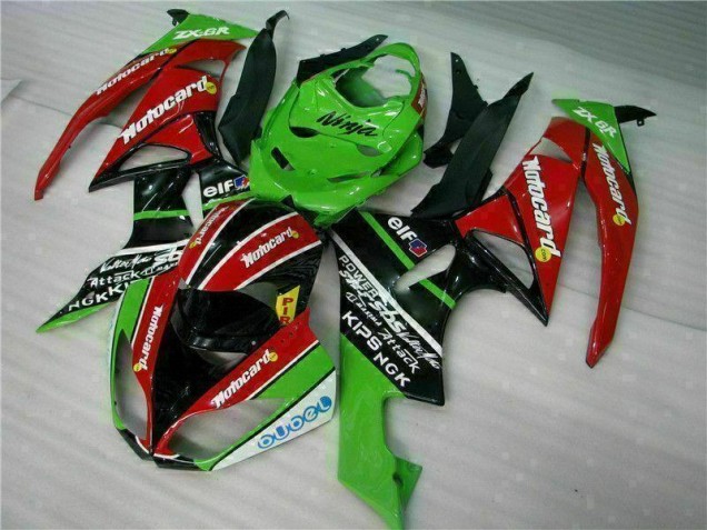 Schwarz Rot Grün Motocard Kawasaki ZX6R 2009-2012 Motorrad Verkleidungen Schwarz Rot Grün Motocard Kawasaki ZX6R 2009-2012 Motorrad Verkleidungen