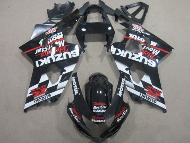 Schwarz Rote Telefonia Movistar Suzuki GSXR 600 K4 2004-2005 Motorrad Verkleidungen