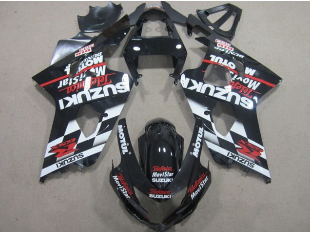 Schwarz Rote Telefonia Movistar Suzuki GSXR 600 K4 2004-2005 Motorrad Verkleidungen Schwarz Rote Telefonia Movistar Suzuki GSXR 600 K4 2004-2005 Motorrad Verkleidungen