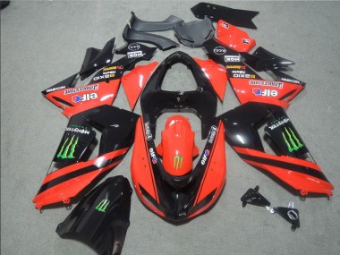 Schwarz Rote Touch4 Monster Kawasaki ZX10R 2006-2007 Motorrad Verkleidungen