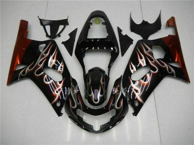 Schwarz Suzuki GSXR 600 / 750 K1 K2 K3 2001-2003 Motorrad Verkleidung Schwarz Suzuki GSXR 600 / 750 K1 K2 K3 2001-2003 Motorrad Verkleidung
