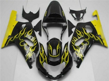 Schwarz Suzuki GSXR 600 / 750 K1 K2 K3 2001-2003 Motorrad Verkleidungen Komplett Sets