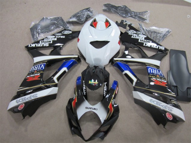 Schwarz Weiß Blau Suzuki GSXR 1000 K7 2007-2008 Motorrad Verkleidungen Schwarz Weiß Blau Suzuki GSXR 1000 K7 2007-2008 Motorrad Verkleidungen