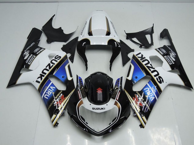 Schwarz Weiß Blau Viru Suzuki GSXR 750 K1 K2 K3 2001-2003 Motorrad Verkleidungen Schwarz Weiß Blau Viru Suzuki GSXR 750 K1 K2 K3 2001-2003 Motorrad Verkleidungen