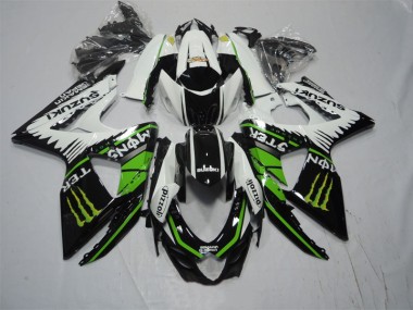 Schwarz Weiß Grünes Monster Pizzoli Suzuki GSXR 1000 K9 2009-2016 Motorrad Verkleidungen