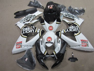 Schwarz Weiß Lucky Strike Motul Suzuki GSXR 600 K6 2006-2007 Motorrad Verkleidungen