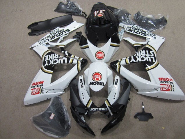 Schwarz Weiß Lucky Strike Motul Suzuki GSXR 600 K6 2006-2007 Motorrad Verkleidungen Schwarz Weiß Lucky Strike Motul Suzuki GSXR 600 K6 2006-2007 Motorrad Verkleidungen