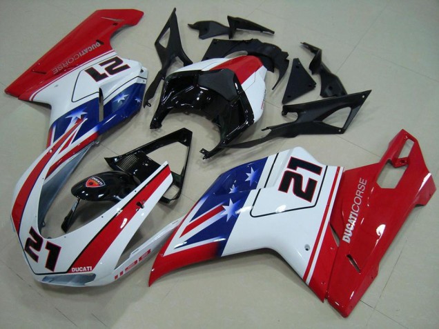 Schwarz Weiß Rot 21 Ducati 848 1098 1198 2007-2014 Motorrad Verkleidungen Schwarz Weiß Rot 21 Ducati 848 1098 1198 2007-2014 Motorrad Verkleidungen