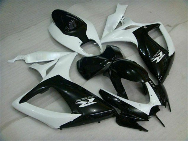 Schwarz Weiß Suzuki GSXR 600 / 750 K6 2006-2007 Motorrad Verkleidungen Schwarz Weiß Suzuki GSXR 600 / 750 K6 2006-2007 Motorrad Verkleidungen