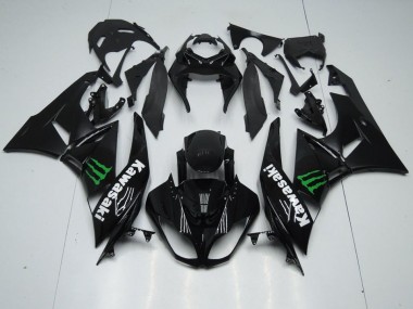 Schwarz mit Monster Kawasaki ZX6R 2009-2012 Motorrad Verkleidungen