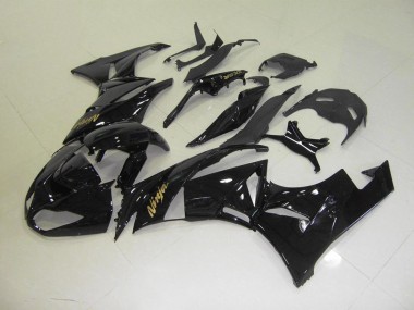 Schwarz mit goldenem Aufkleber Kawasaki ZX6R 2009-2012 Motorrad Verkleidungen