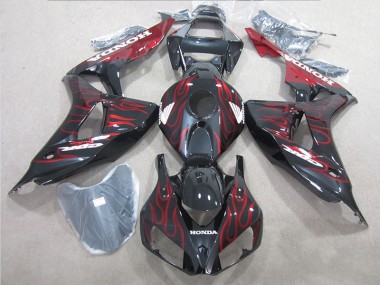 Schwarz rote Flamme Honda CBR 1000 RR 2006-2007 Motorrad Verkleidungen