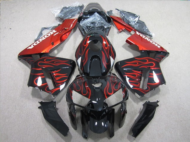 Schwarz rote Flamme Honda CBR 600 RR 2005-2006 Motorrad Verkleidungen Schwarz rote Flamme Honda CBR 600 RR 2005-2006 Motorrad Verkleidungen