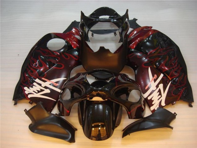 Schwarz rote Flamme Suzuki GSXR 1300 Hayabusa 1996-2007 Motorrad Verkleidung Schwarz rote Flamme Suzuki GSXR 1300 Hayabusa 1996-2007 Motorrad Verkleidung