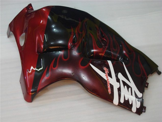 Schwarz rote Flamme Suzuki GSXR 1300 Hayabusa 1996-2007 Motorrad Verkleidung Schwarz rote Flamme Suzuki GSXR 1300 Hayabusa 1996-2007 Motorrad Verkleidung