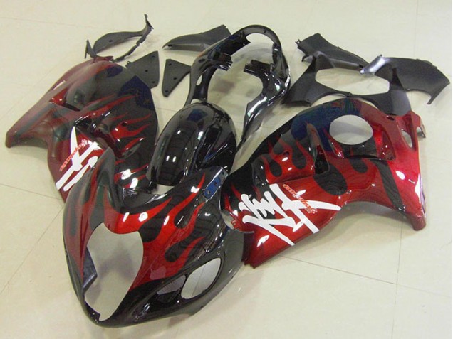 Schwarz rote Flamme Suzuki GSXR 1300 Hayabusa 1996-2007 Motorrad Verkleidungen Schwarz rote Flamme Suzuki GSXR 1300 Hayabusa 1996-2007 Motorrad Verkleidungen