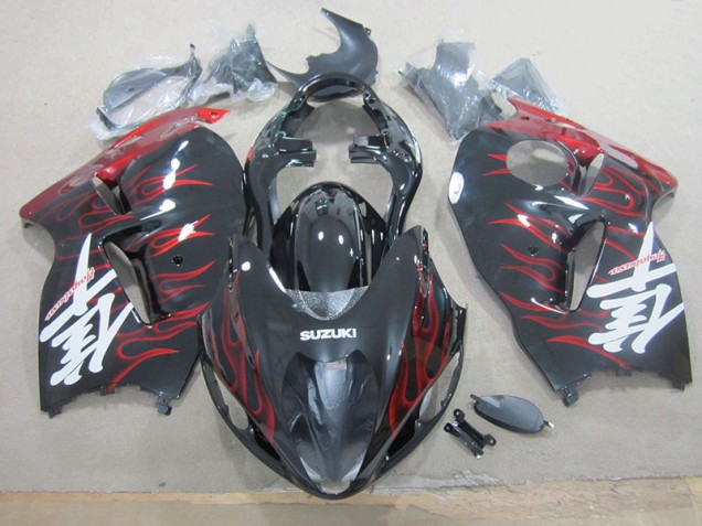 Schwarz rote Flamme Suzuki GSXR 1300 Hayabusa 1996-2007 Motorrad Vollverkleidung Schwarz rote Flamme Suzuki GSXR 1300 Hayabusa 1996-2007 Motorrad Vollverkleidung