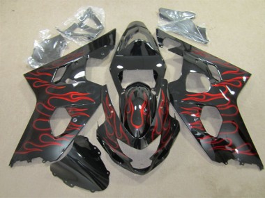 Schwarz rote Flamme Suzuki GSXR 600 K4 2004-2005 Motorrad Verkleidungen