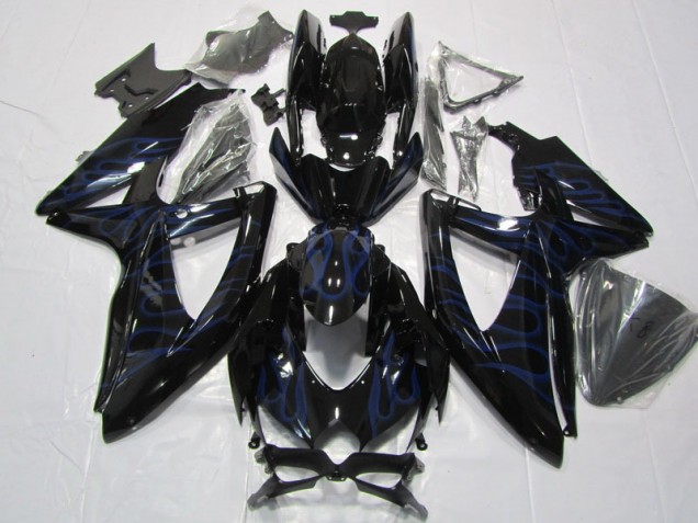 Schwarze Blau Flamme Suzuki GSXR 600 K8 2008-2010 Motorrad Verkleidungen Schwarze Blau Flamme Suzuki GSXR 600 K8 2008-2010 Motorrad Verkleidungen