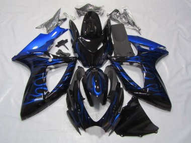 Schwarze Blau Flamme Suzuki GSXR 750 K6 2006-2007 Motorrad Verkleidungen