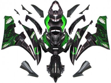 Schwarze Grüne Flamme Yamaha R6 2006-2007 Motorrad Verkleidungen