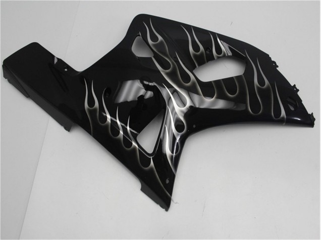Schwarze Weiße Flamme Suzuki GSXR 600 / 750 K1 K2 K3 2001-2003 Motorrad Verkleidungen Schwarze Weiße Flamme Suzuki GSXR 600 / 750 K1 K2 K3 2001-2003 Motorrad Verkleidungen