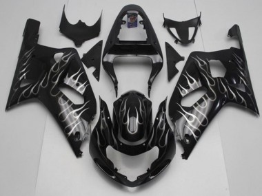 Schwarze Weiße Flamme Suzuki GSXR 600 / 750 K1 K2 K3 2001-2003 Motorrad Verkleidungen