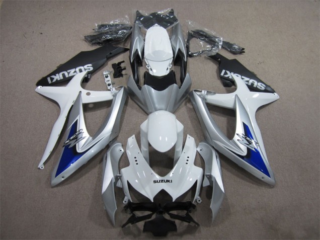 Silber Blau Weiß Suzuki GSXR 600 K8 2008-2010 Motorrad Verkleidungen Silber Blau Weiß Suzuki GSXR 600 K8 2008-2010 Motorrad Verkleidungen