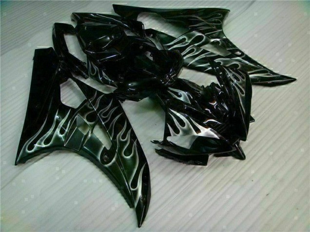 Silber Flamme Schwarz Yamaha R6 2006-2007 Motorrad Verkleidungen Silber Flamme Schwarz Yamaha R6 2006-2007 Motorrad Verkleidungen