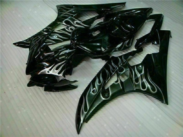 Silber Flamme Schwarz Yamaha R6 2006-2007 Motorrad Verkleidungen Silber Flamme Schwarz Yamaha R6 2006-2007 Motorrad Verkleidungen