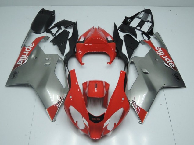 Silber Und Rot Aprilia RSV 1000 2003-2006 Motorrad Verkleidungen Silber Und Rot Aprilia RSV 1000 2003-2006 Motorrad Verkleidungen