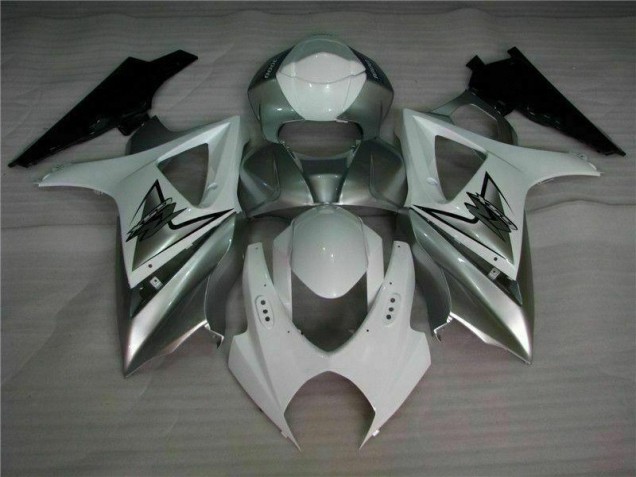 Silber Weiß Suzuki GSXR 1000 K7 2007-2008 Motorrad Verkleidungen Silber Weiß Suzuki GSXR 1000 K7 2007-2008 Motorrad Verkleidungen