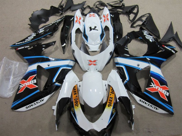 Weiß Blau Brux Dunkel Hund Suzuki GSXR 1000 K9 2009-2016 Motorrad Verkleidungen Weiß Blau Brux Dunkel Hund Suzuki GSXR 1000 K9 2009-2016 Motorrad Verkleidungen