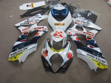 Weiß Blau Dunkel Hund Suzuki GSXR 1000 K7 2007-2008 Motorrad Verkleidungen