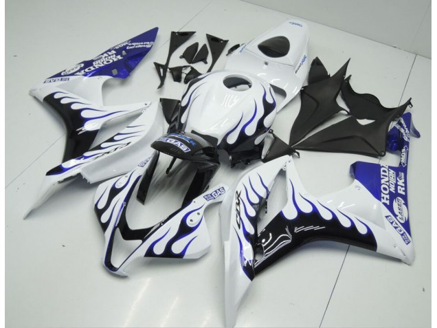 Weiß Blau Flamme Honda CBR 600 RR 2007-2008 Motorrad Verkleidungen Weiß Blau Flamme Honda CBR 600 RR 2007-2008 Motorrad Verkleidungen