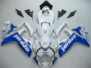 Weiß Blau Jordan Suzuki GSXR 600 K6 2006-2007 Motorrad Verkleidungen