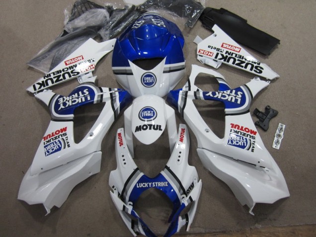 Weiß Blau Lucky Strike Rot Motul Suzuki GSXR 1000 K7 2007-2008 Motorrad Verkleidungen Weiß Blau Lucky Strike Rot Motul Suzuki GSXR 1000 K7 2007-2008 Motorrad Verkleidungen