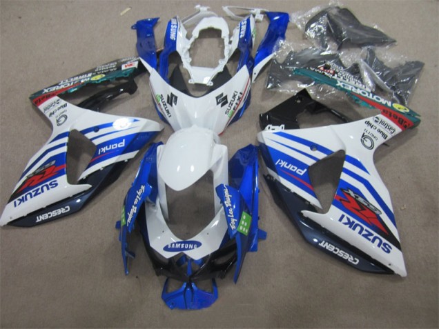 Weiß Blau Samsung Suzuki GSXR 1000 K9 2009-2016 Motorrad Verkleidungen Weiß Blau Samsung Suzuki GSXR 1000 K9 2009-2016 Motorrad Verkleidungen