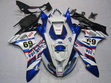 Weiß Blau Sterilgarda 69 BMW S1000RR 2009-2014 Motorrad Verkleidungen