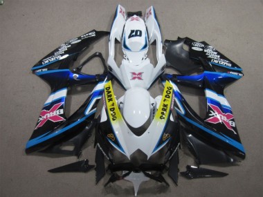 Weiß Dunkel Hund 07 Suzuki GSXR 600 K8 2008-2010 Motorrad Verkleidungen