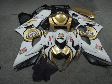 Weiß Gold Lucky Strike Motul Suzuki GSXR 1000 K5 2005-2006 Motorrad Verkleidungen