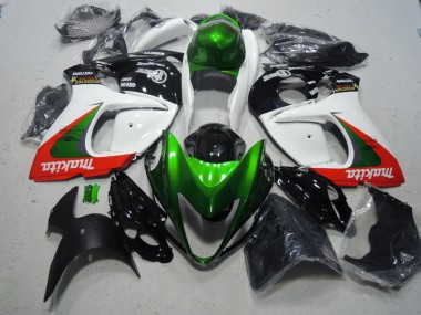 Weiß Grün Makita Suzuki GSXR 1300 Hayabusa 2008-2019 Motorrad Verkleidungen