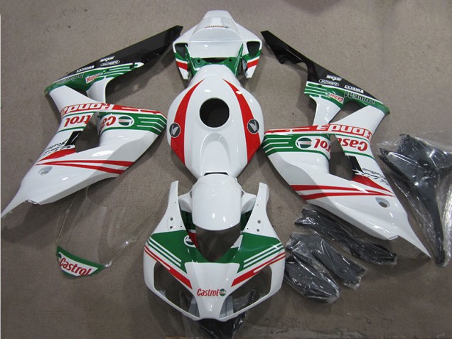 Weiß Grün Rot Castrol Honda CBR 1000 RR 2006-2007 Motorrad Verkleidungen Weiß Grün Rot Castrol Honda CBR 1000 RR 2006-2007 Motorrad Verkleidungen