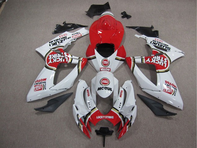Weiß Lucky Strike Rot Motul Suzuki GSXR 1000 K5 2005-2006 Motorrad Verkleidungen Weiß Lucky Strike Rot Motul Suzuki GSXR 1000 K5 2005-2006 Motorrad Verkleidungen
