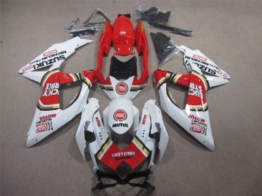 Weiß Lucky Strike Rot Motul Suzuki GSXR 600 K8 2008-2010 Motorrad Verkleidungen