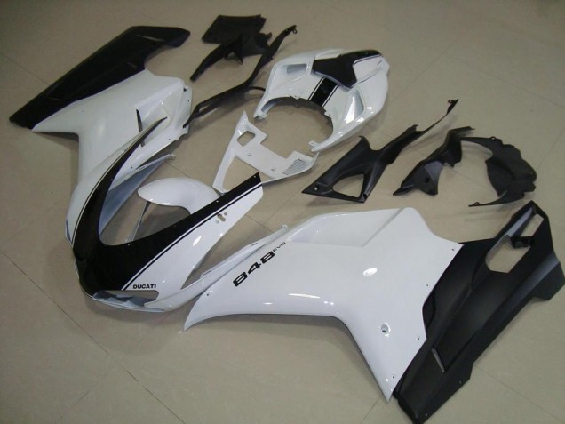 Weiß Matt Schwarz Ducati 848 1098 1198 2007-2014 Motorrad Verkleidungen Weiß Matt Schwarz Ducati 848 1098 1198 2007-2014 Motorrad Verkleidungen