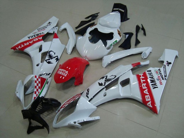 Weiß Rot Abarth Yamaha R6 2006-2007 Motorrad Verkleidungen Weiß Rot Abarth Yamaha R6 2006-2007 Motorrad Verkleidungen