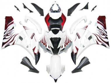 Weiß Rot Flamme Yamaha R6 2006-2007 Motorrad Verkleidungen
